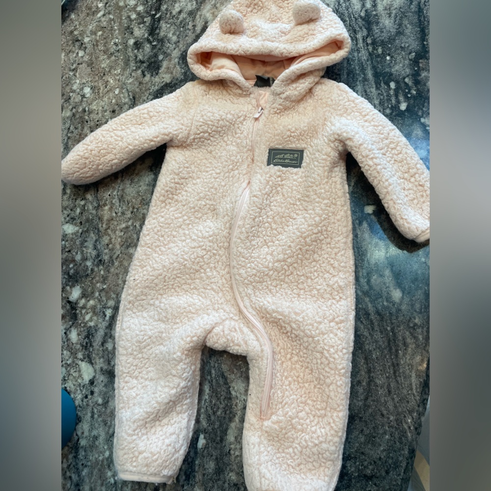 Eddie Bauer soft pink Sherpa Baby Onesie